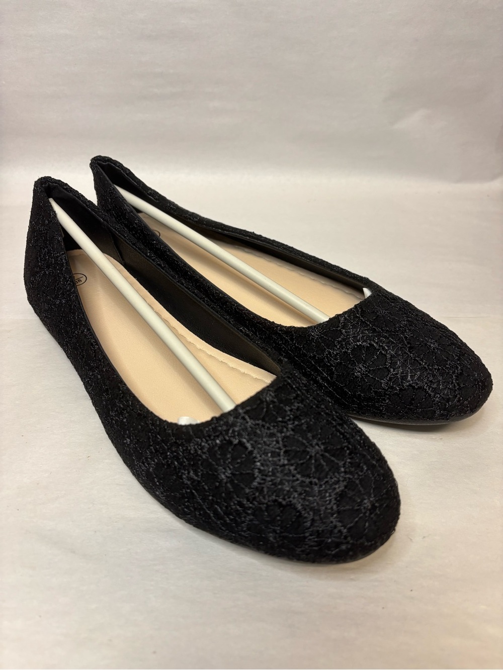 Embroidered Scenic Ballet Flat Black US 7 #6078